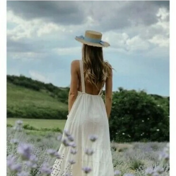 Zara Cream Maxi Midi Dress Flowy Rustic Boho BNWT - Picture 8 of 9